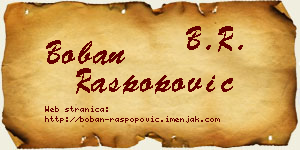 Boban Raspopović vizit kartica